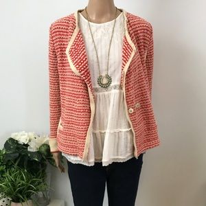 Matty M 100% Cotton Moto Sweater Cream and Red